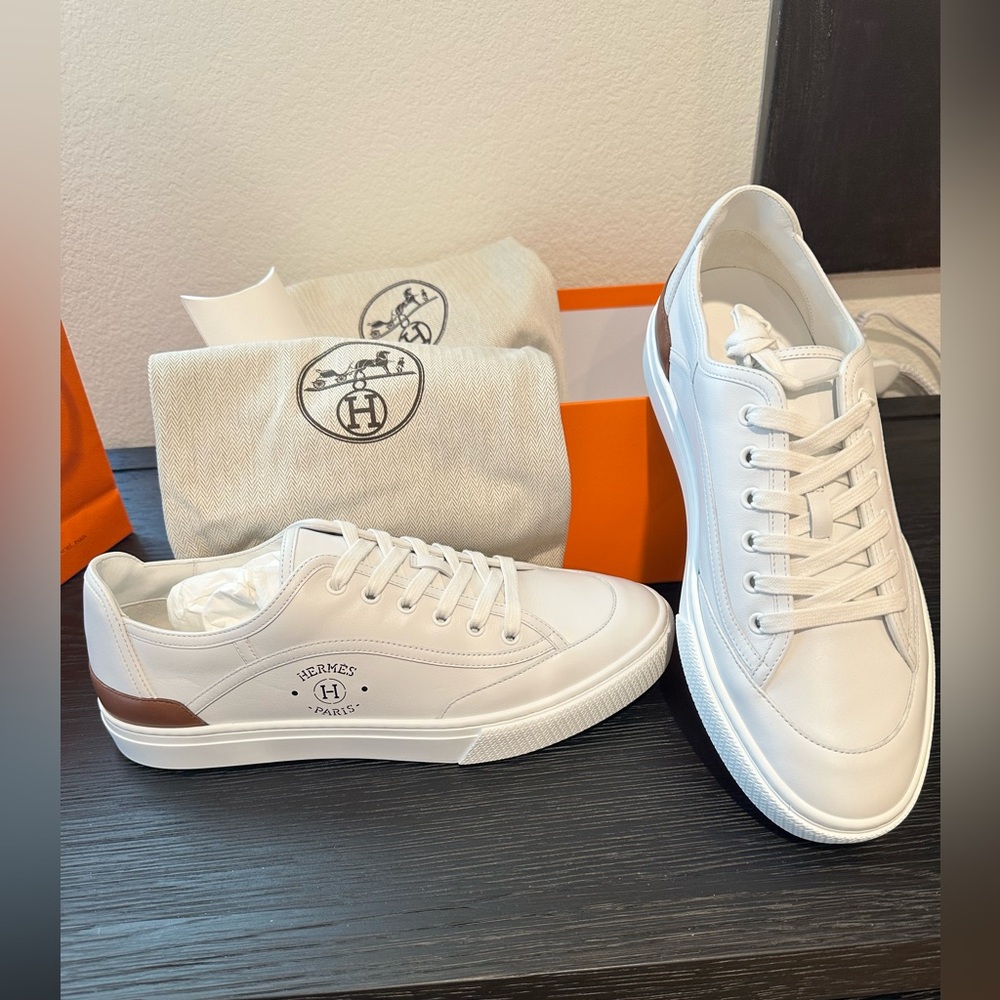 Hermès Men’s Get Sneaker - BRAND NEW. Size: 43.5. Color: Blanc/Brown